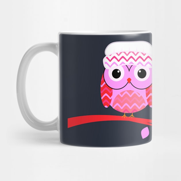 Cute owl on a branch -pink by CocoDes